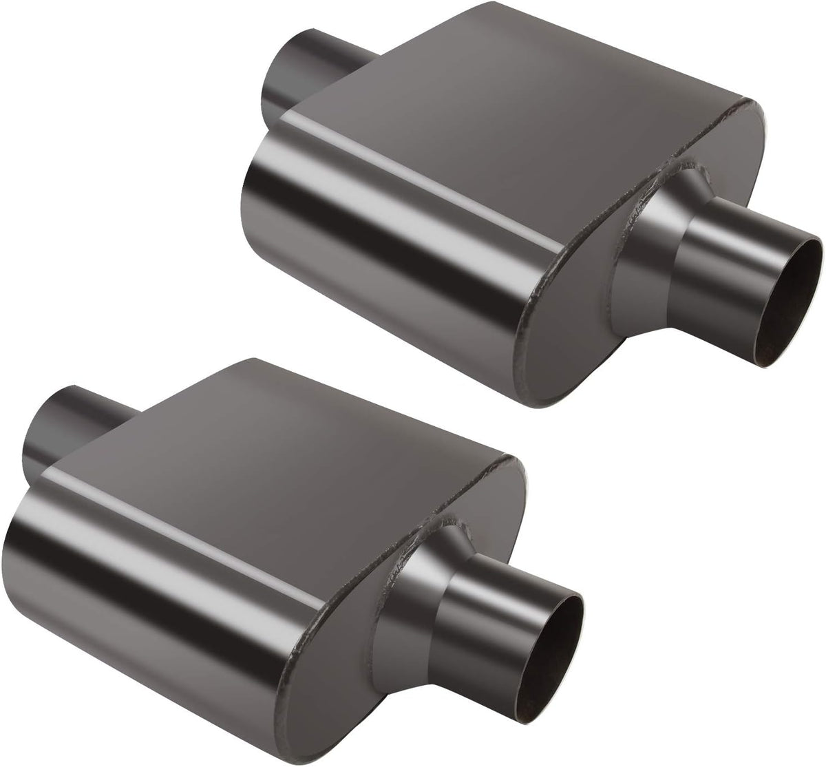 Pair of Single Chamber Performance Race Muffler 3" Center / Center Universal Steel Muffler Pack of 2 F696