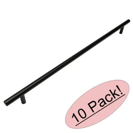 Flat Black Solid Steel 3/8 inch Slim Line Euro Style Cabinet Hardware Bar Pull 26-1/2 inch A464