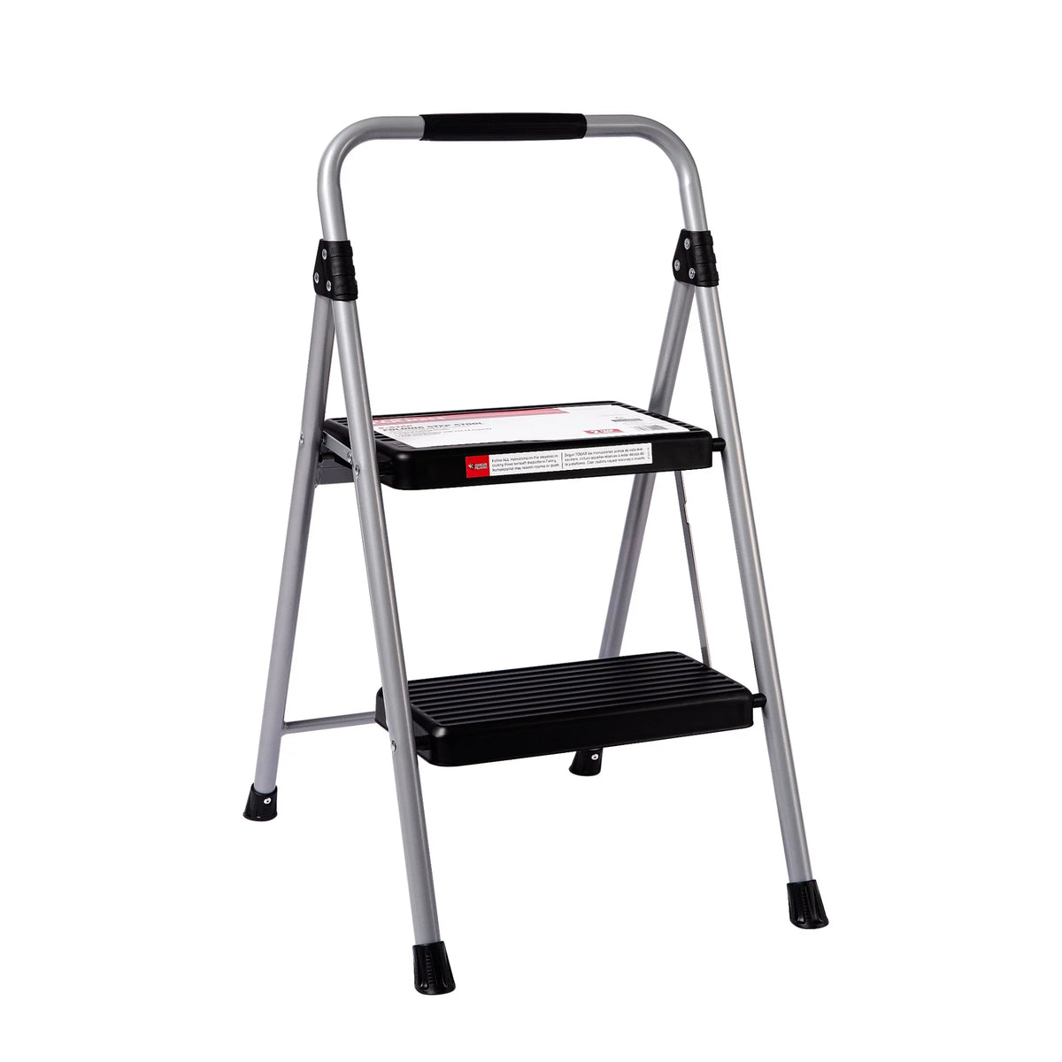 Gray & Black 2-Step Steel Foldable Step Stool D260787