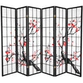 Black 6 Panel 6 Ft Tall Flower Blossom Room Divider W75390