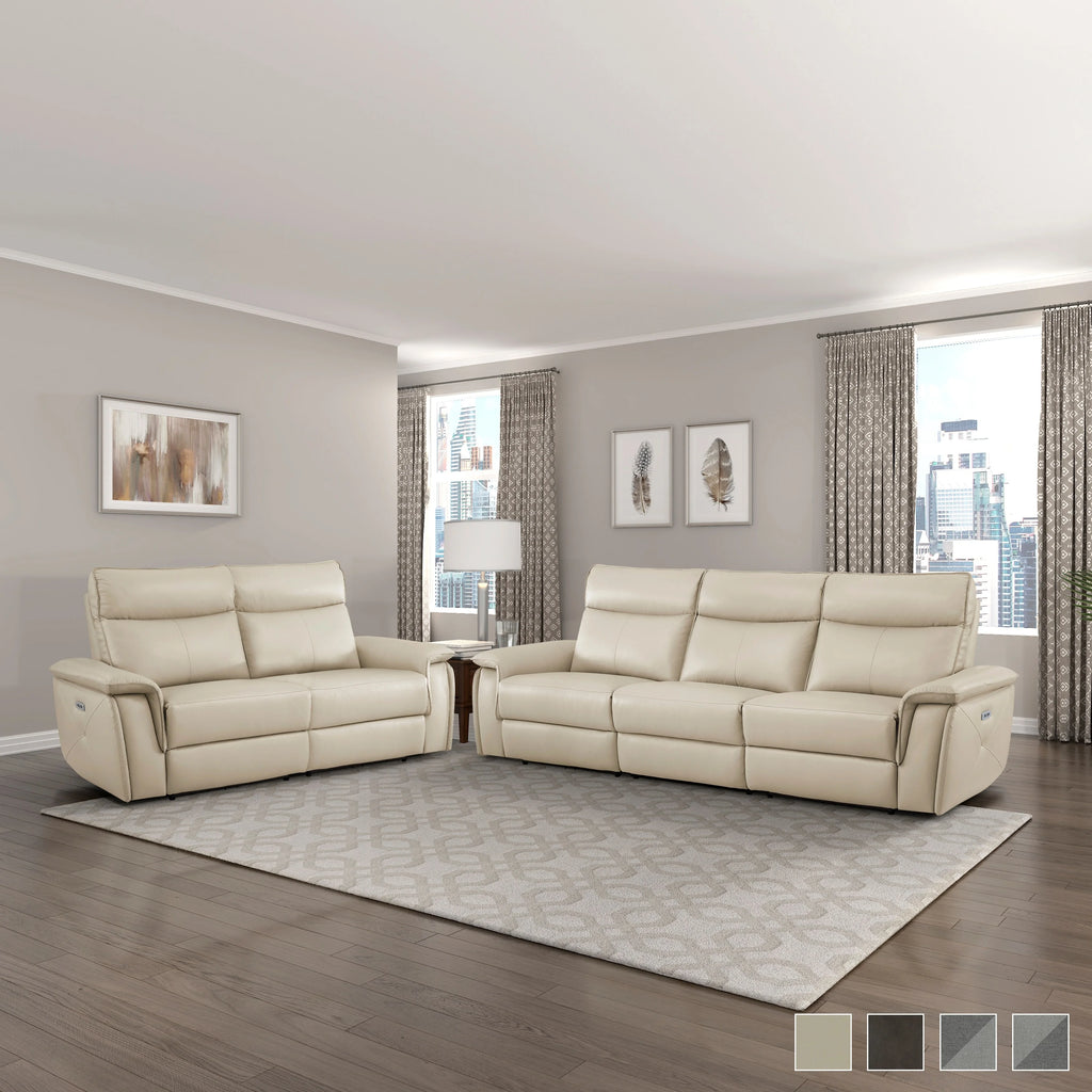Dark Brown Faux Leather 2-Piece Power Reclining Sofa Set L460446