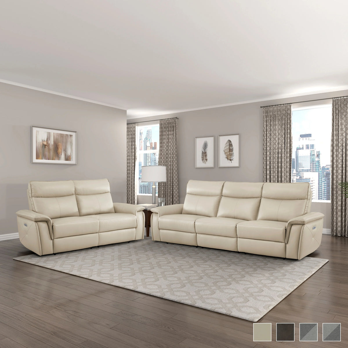 Dark Brown Faux Leather 2-Piece Power Reclining Sofa Set L460446