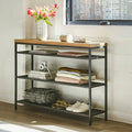 Rustic Oak Metal Console Cart E7557