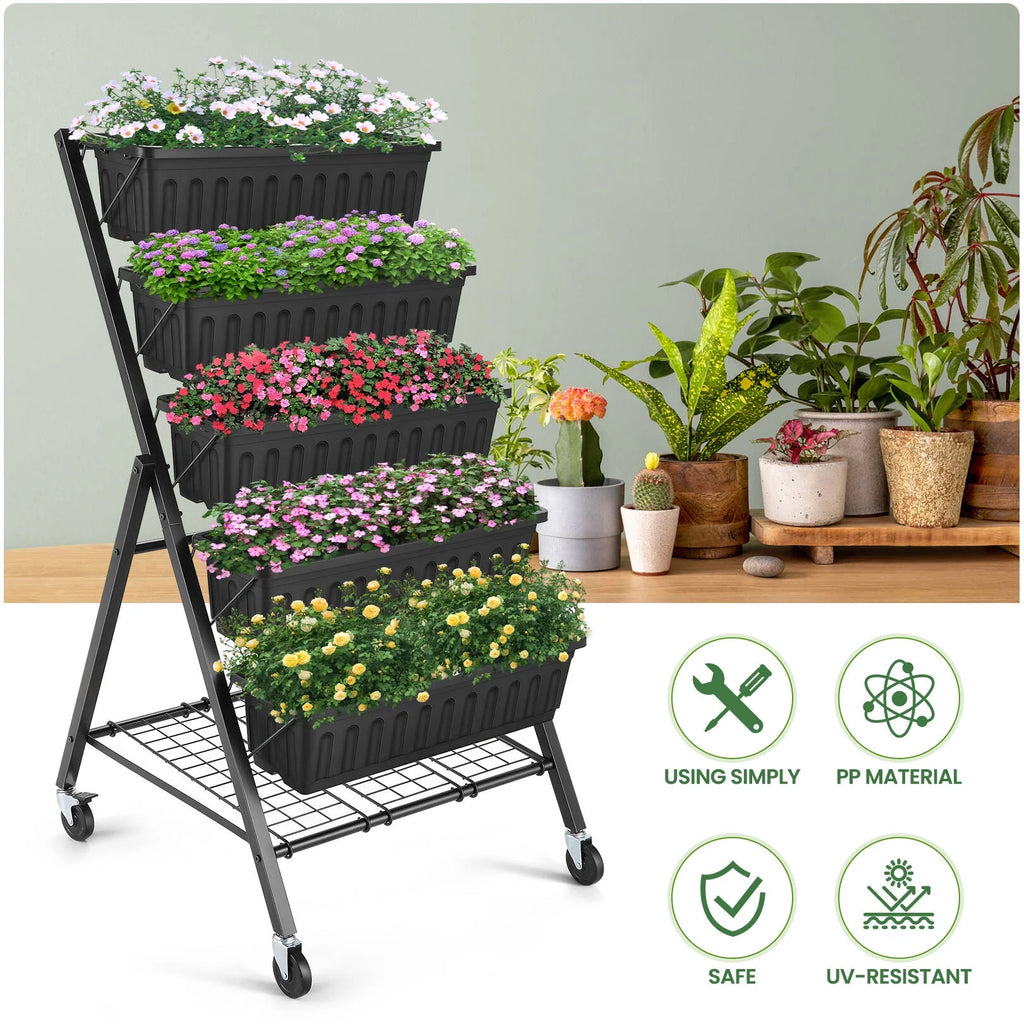 4 ft 5-Tier Raised Garden Bed Planter with Storage Shelf O855