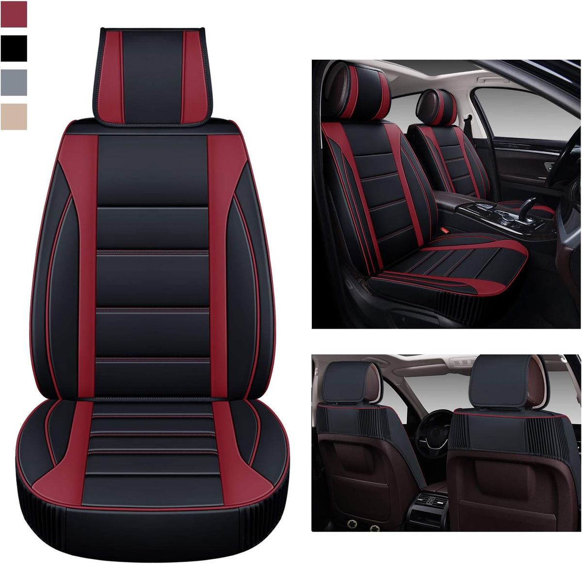 Leather Car Seat Covers Front Pair with Faux Waterproof Leather K584