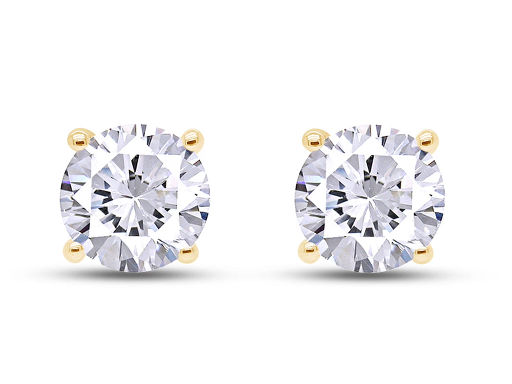 4.5MM Round Cut Lab Created Moissanite Screw Back Stud Earrings In 18K Yellow Gold Over Sterling Silver R5717