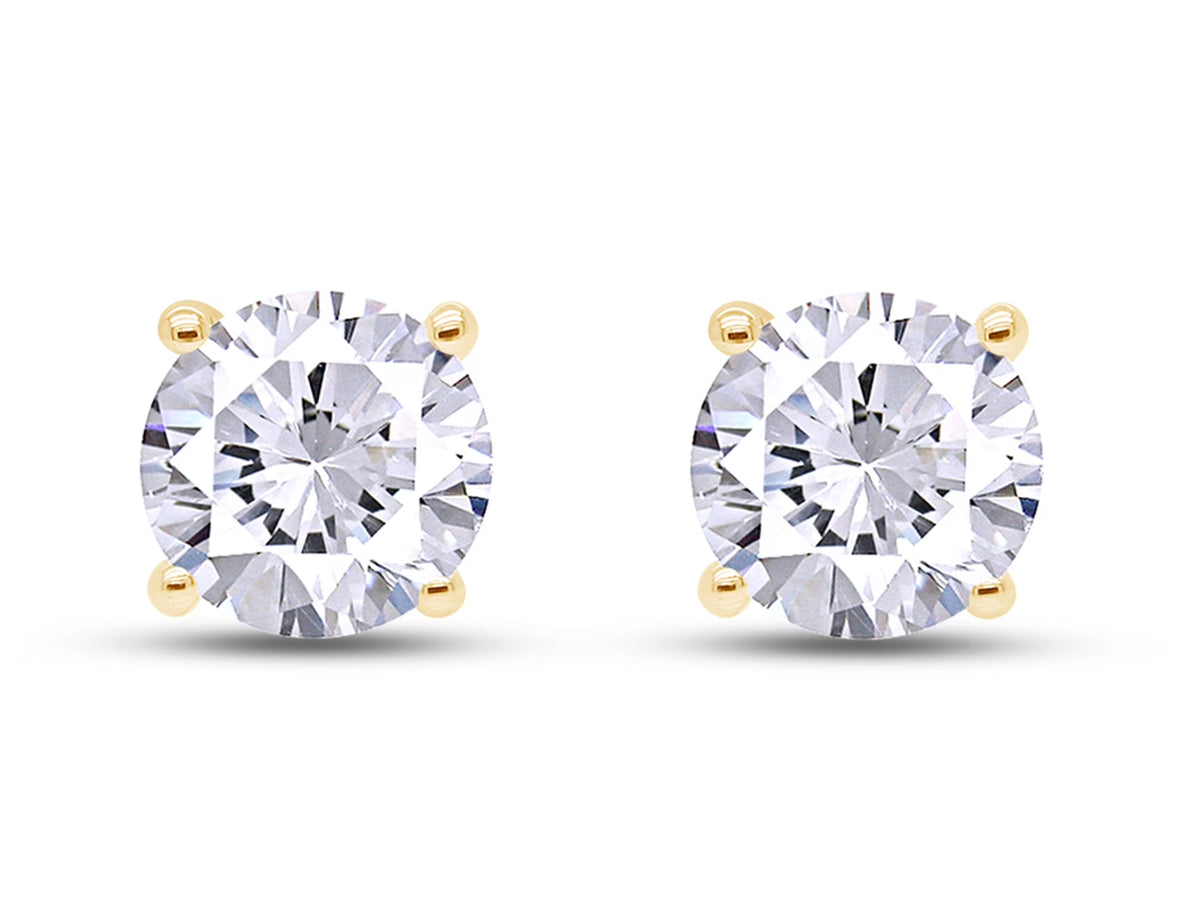 4.5MM Round Cut Lab Created Moissanite Screw Back Stud Earrings In 18K Yellow Gold Over Sterling Silver R5717