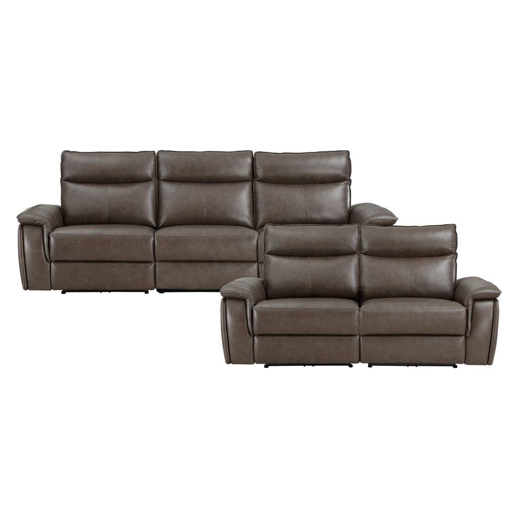 Dark Brown Faux Leather 2-Piece Power Reclining Sofa Set L460446