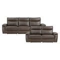 Dark Brown Faux Leather 2-Piece Power Reclining Sofa Set L460446