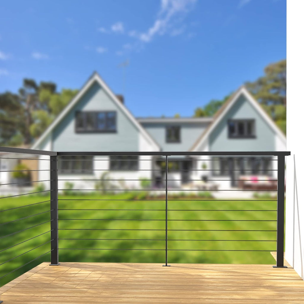 Black Square Weldless Stainless Steel Cable Railing Post 4Pack X4514