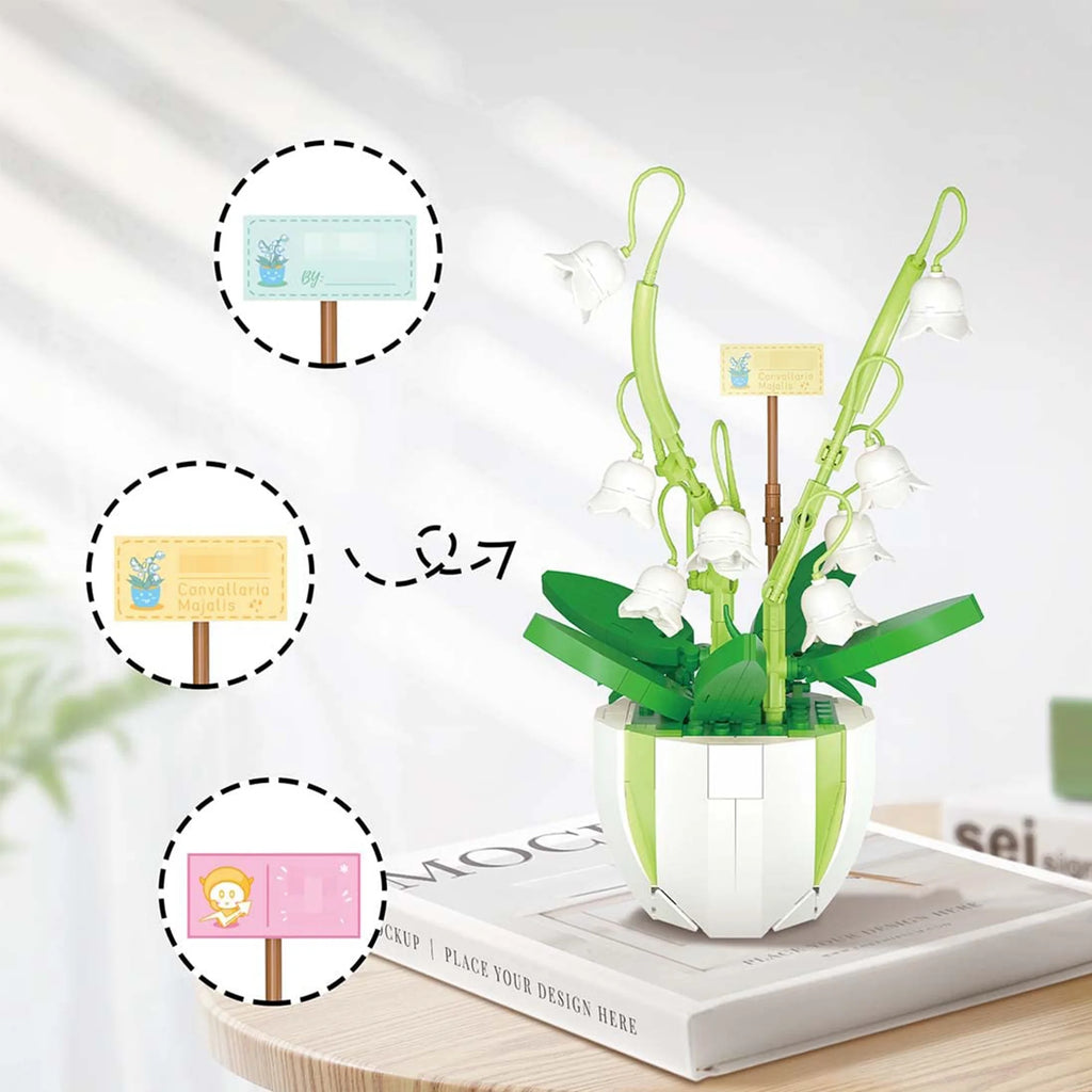 White Bell Orchid Bouquet Building Block Set V61741