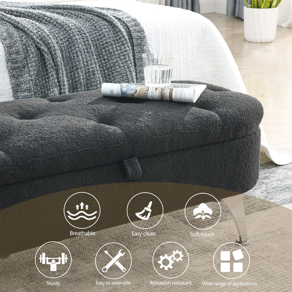 Black Teddy Storage Ottoman Bench O107502
