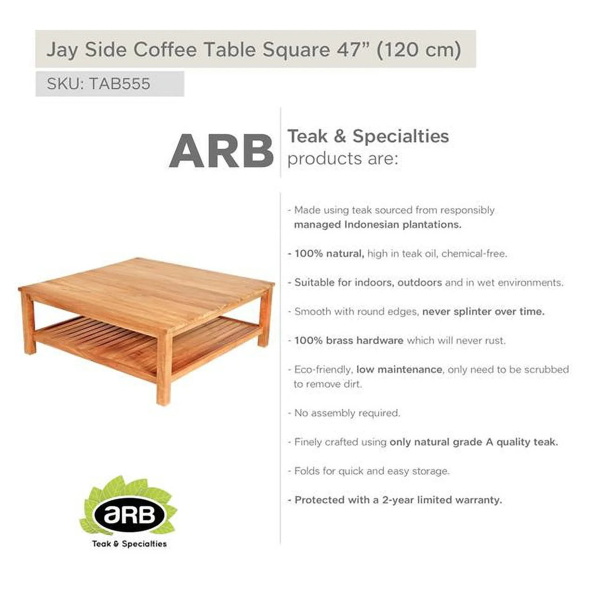 Teak Coffee Table with Shelf K91502