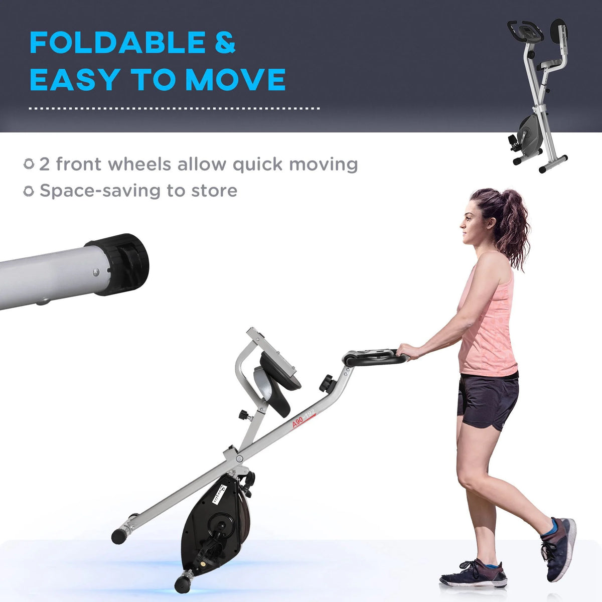 Folding Upright Stationary Indoor Bike with 8 Levels of Magnetic Resistance M467067
