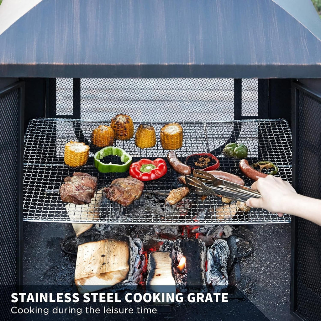 45 Inch Wood Burning Fire Pit with Grill Grate U3187