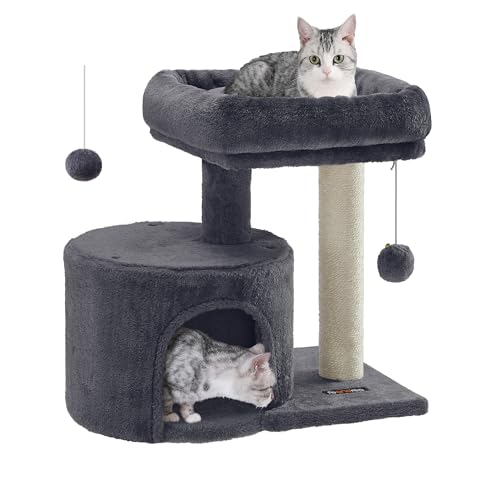 Light Gray Cat Tree Tower with Sisal Scratching Post A6112
