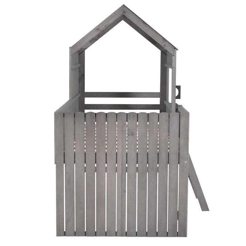 Twin Wood Loft Bed with Guardrail and Ladder P97632