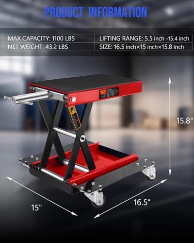 1100LBS Motorcycle Scissor Lift Jack with Dolly Wheels U70034