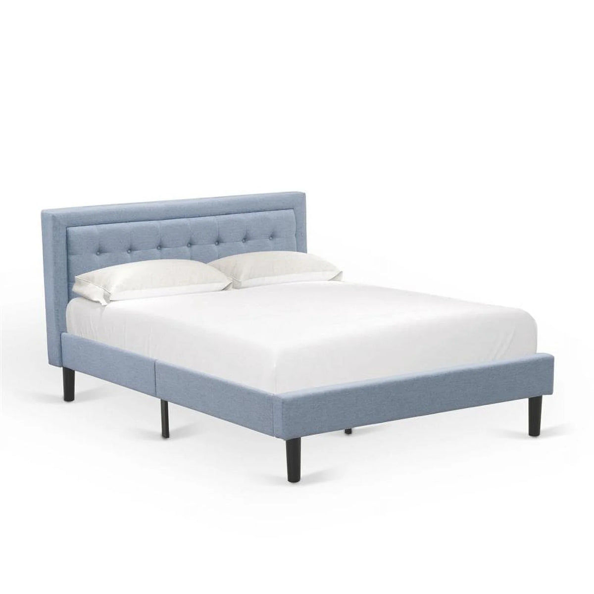 3-piece Wood Platform Bedroom Set in Denim Blue I142292