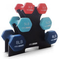 3, 5, and 8 Pound Dumbbell Hand Weight Set with Storage Rack U737