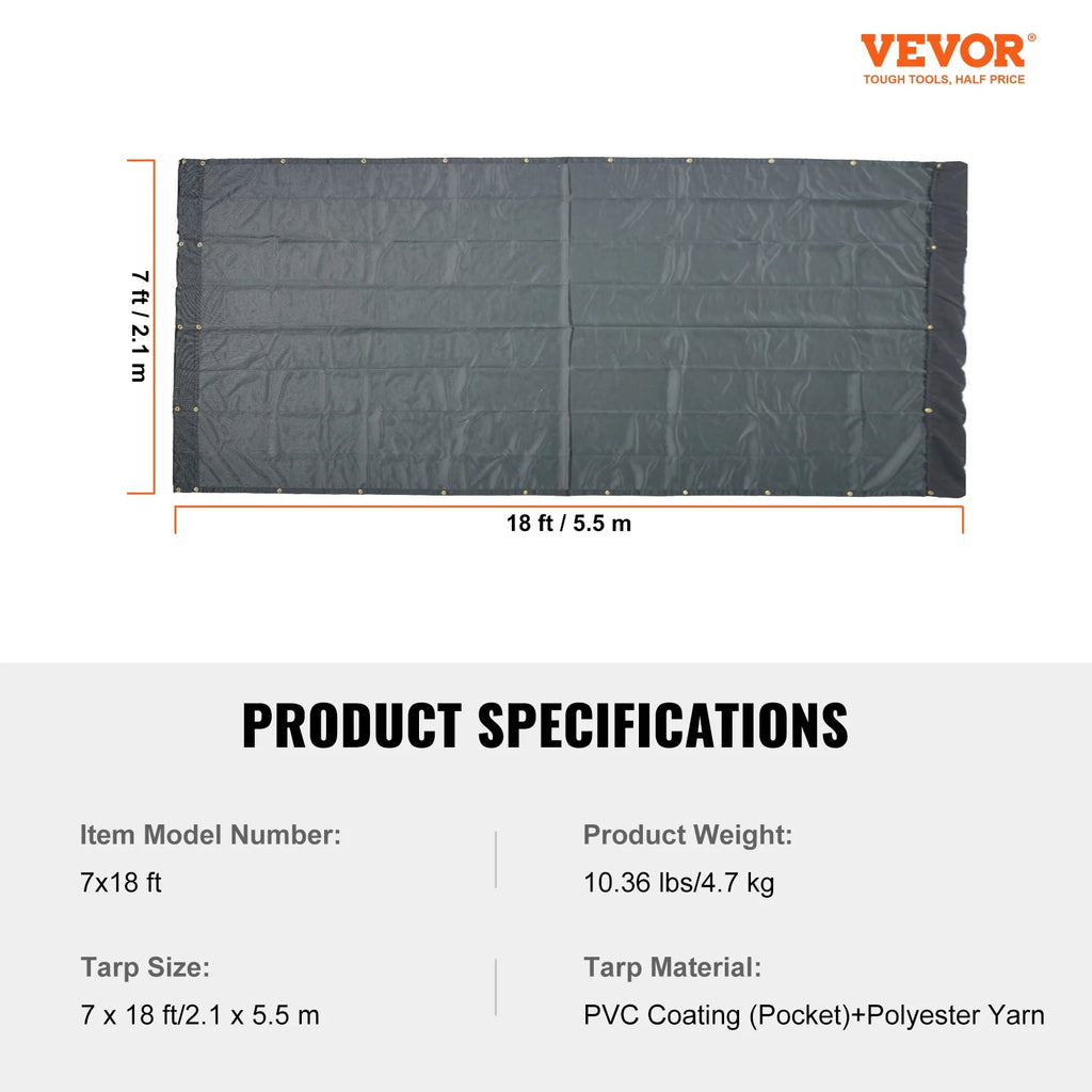 7 x 18 ft PVC 18oz Double Pockets Trailer Tarp E33945