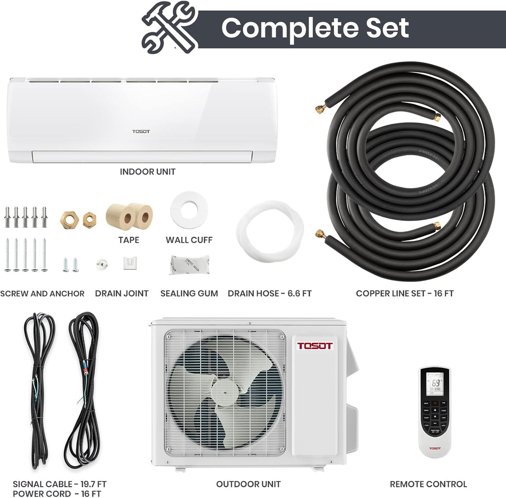 12,000 BTU Ductless Mini-Split Air Conditioner Heat Pump with Installation Kit X496265