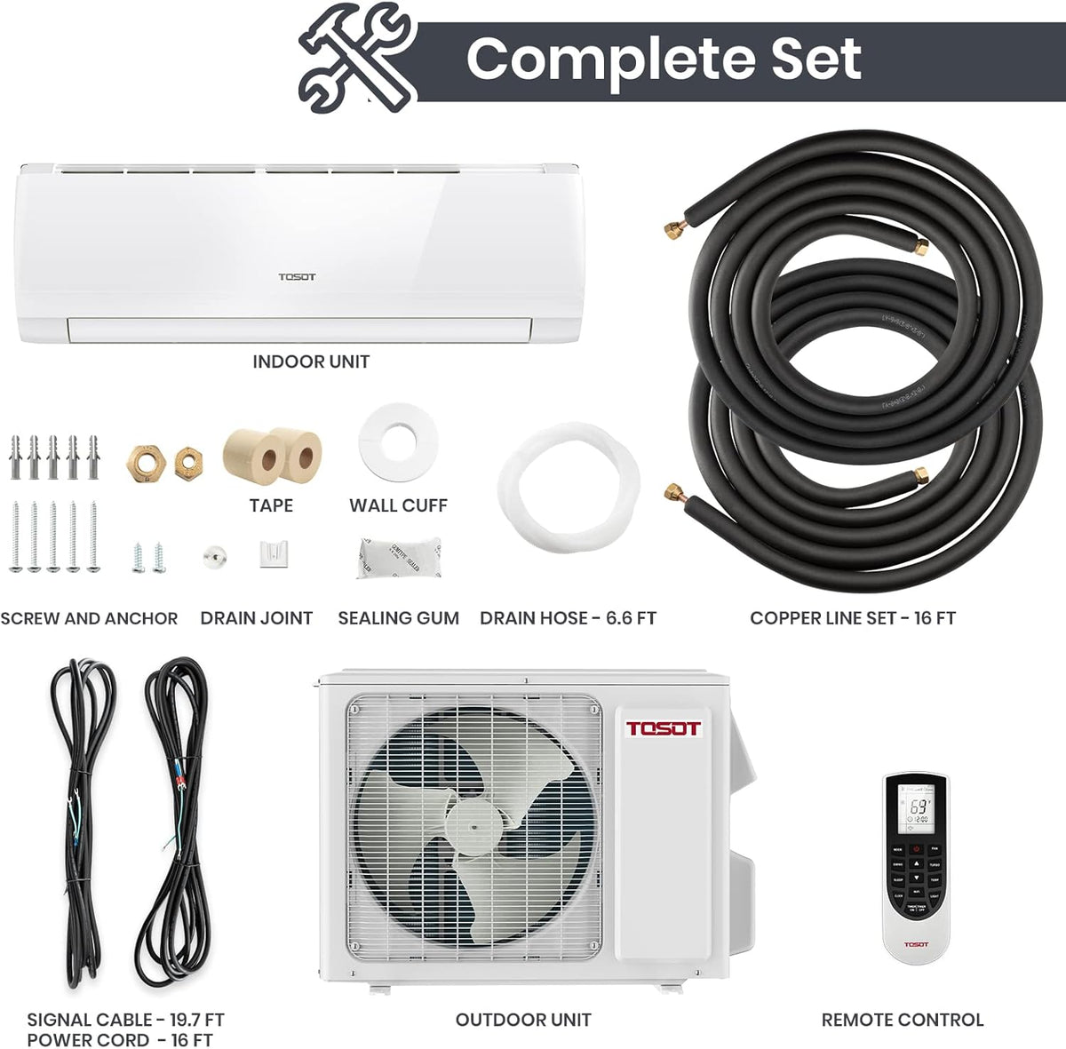 12,000 BTU Ductless Mini-Split Air Conditioner Heat Pump with Installation Kit X496265