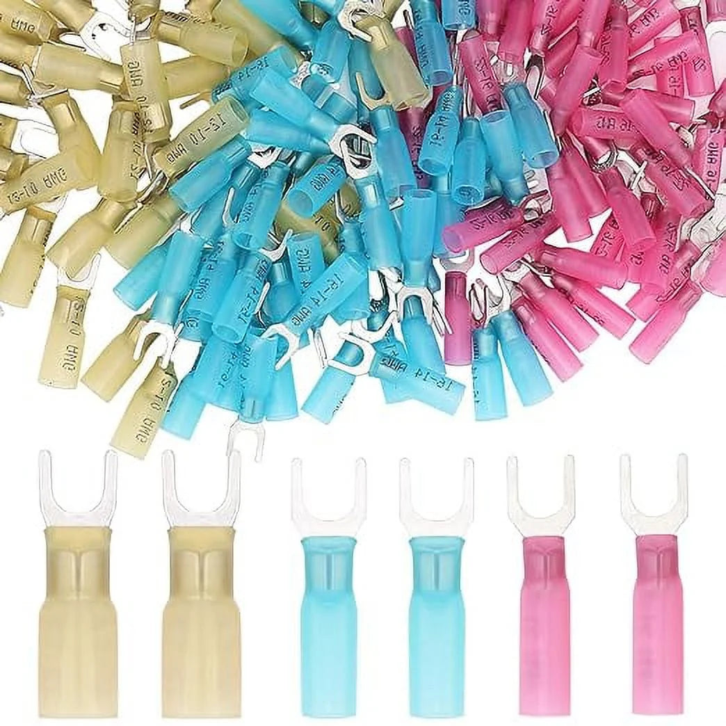 100 PCS Insulated Heat Shrink Fork Terminals V6469