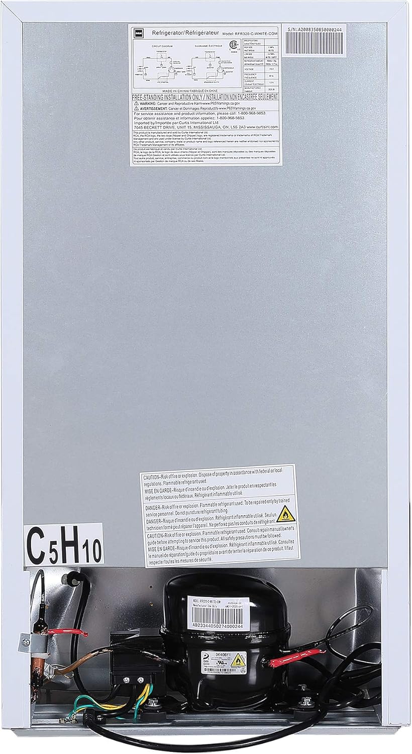 3.2 Cu Ft Single Door Mini Fridge with Freezer, Platinum T1294