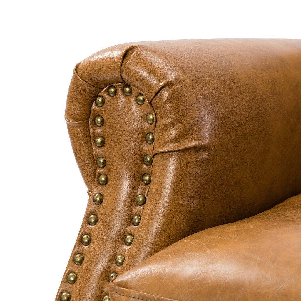 Faux Leather Arm Chair with Nailhead Trim and Rolled Arms Set of 2 O390