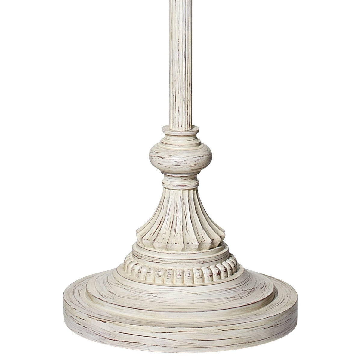Antique White Cream Scallop Fabric Dome Shade Floor Lamp F848087