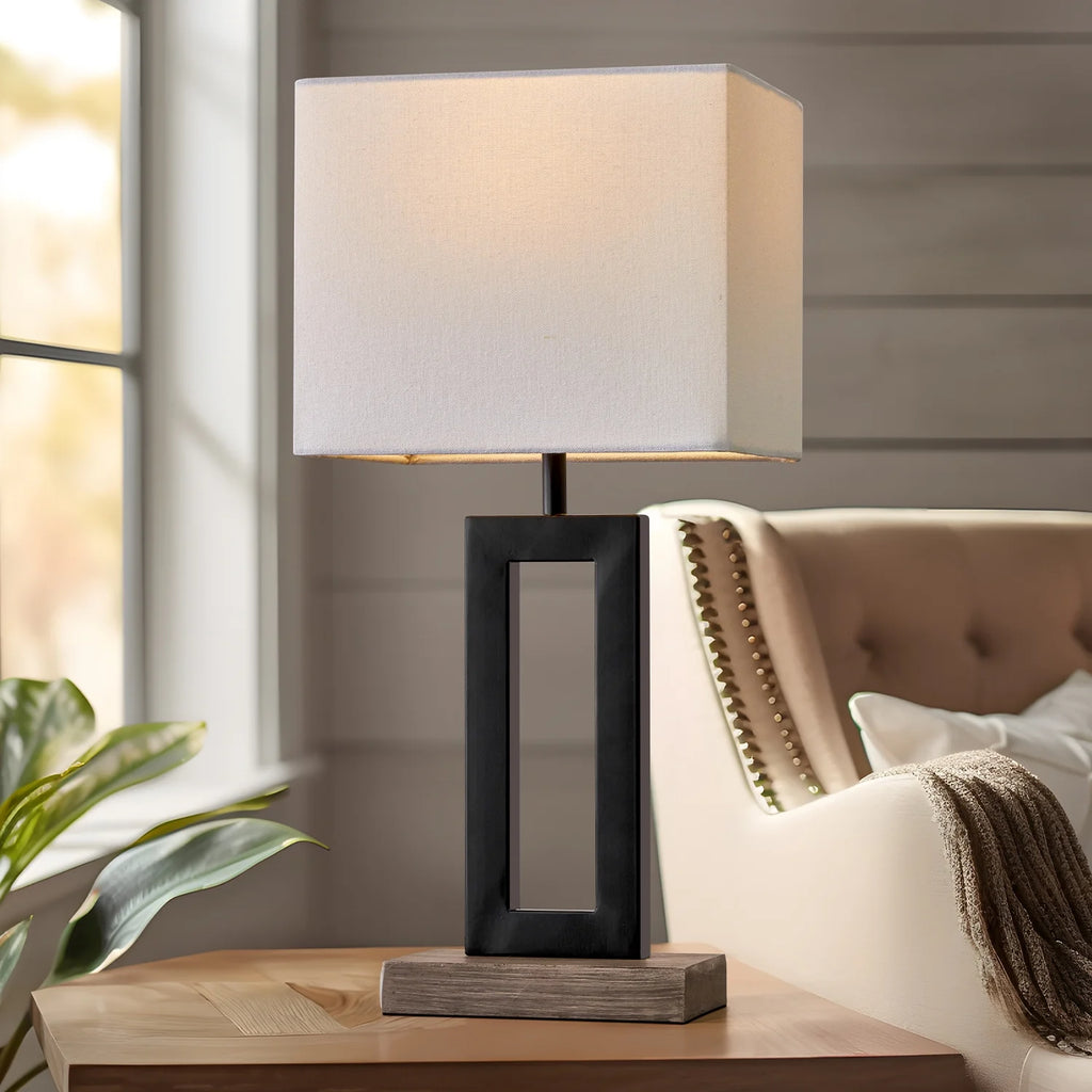 Modern Metal Table Lamp 18" Industrial Black C5051