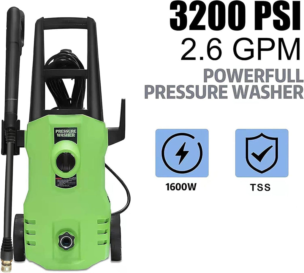 Electric Pressure Washer 3200 PSI 2.6 GPM Power Washer with Nozzles Foam Cannon U22726