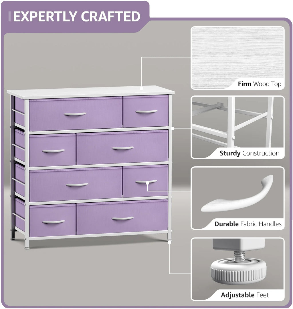 8 Drawer Fabric Dresser with Wood Top Q38323