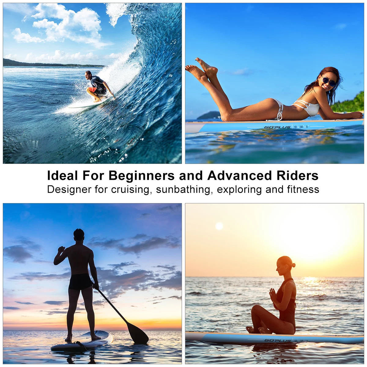 10' Inflatable Stand up Paddle Board with Bag Paddle Fin M6739