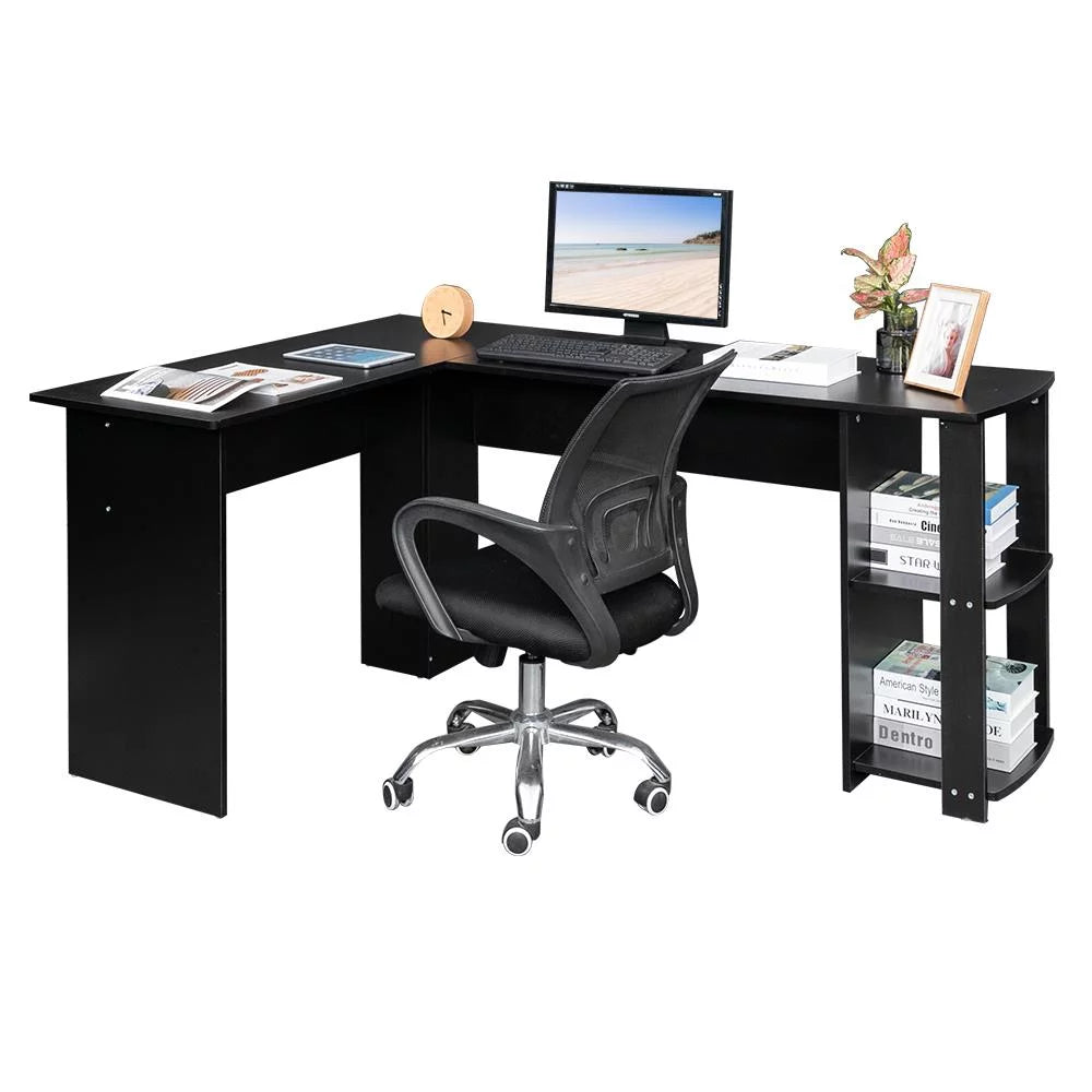 L-Shaped Computer Desk with Bookshelves W364566
