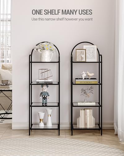 6 Tier Tempered Glass Steel Frame Bookcase X161626