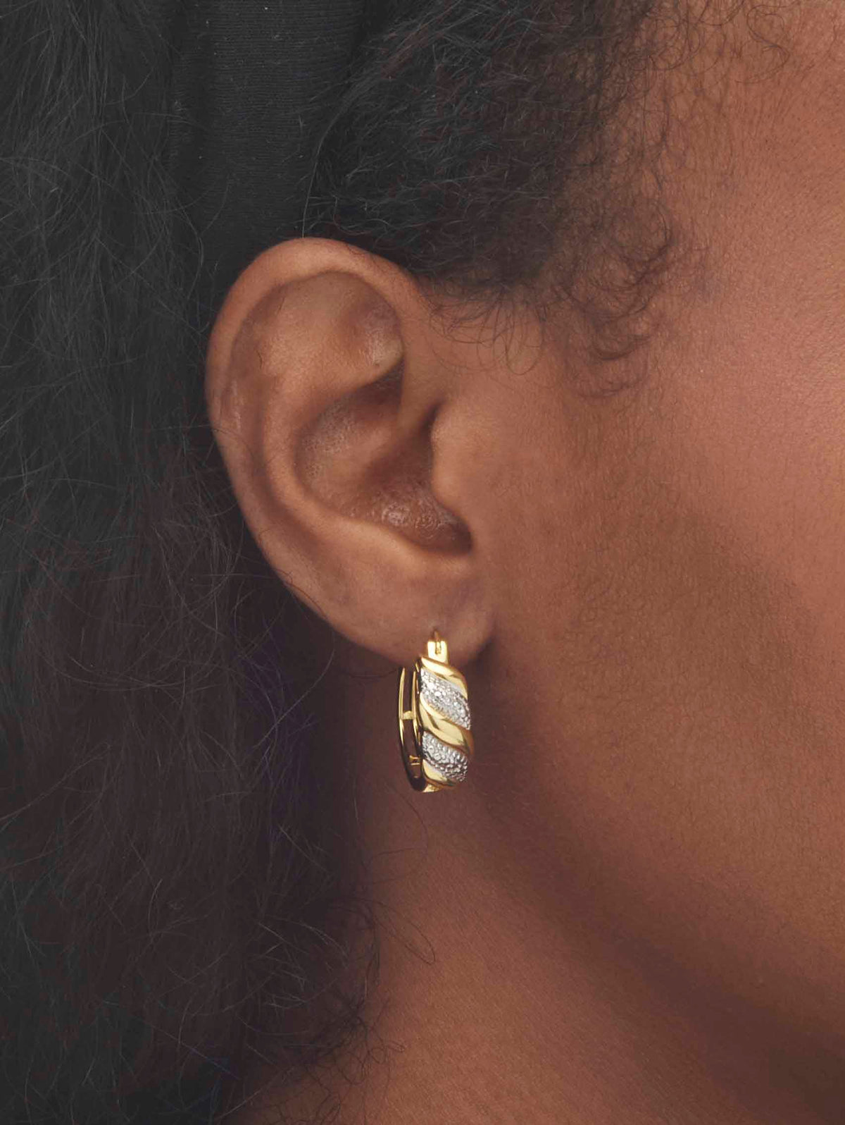 Diamond Accent S-Link Hoop Earrings Gold-Plated 3/4" C59259