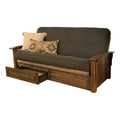 Walnut Futon with Drawers and Linen Gray Mattress B479668