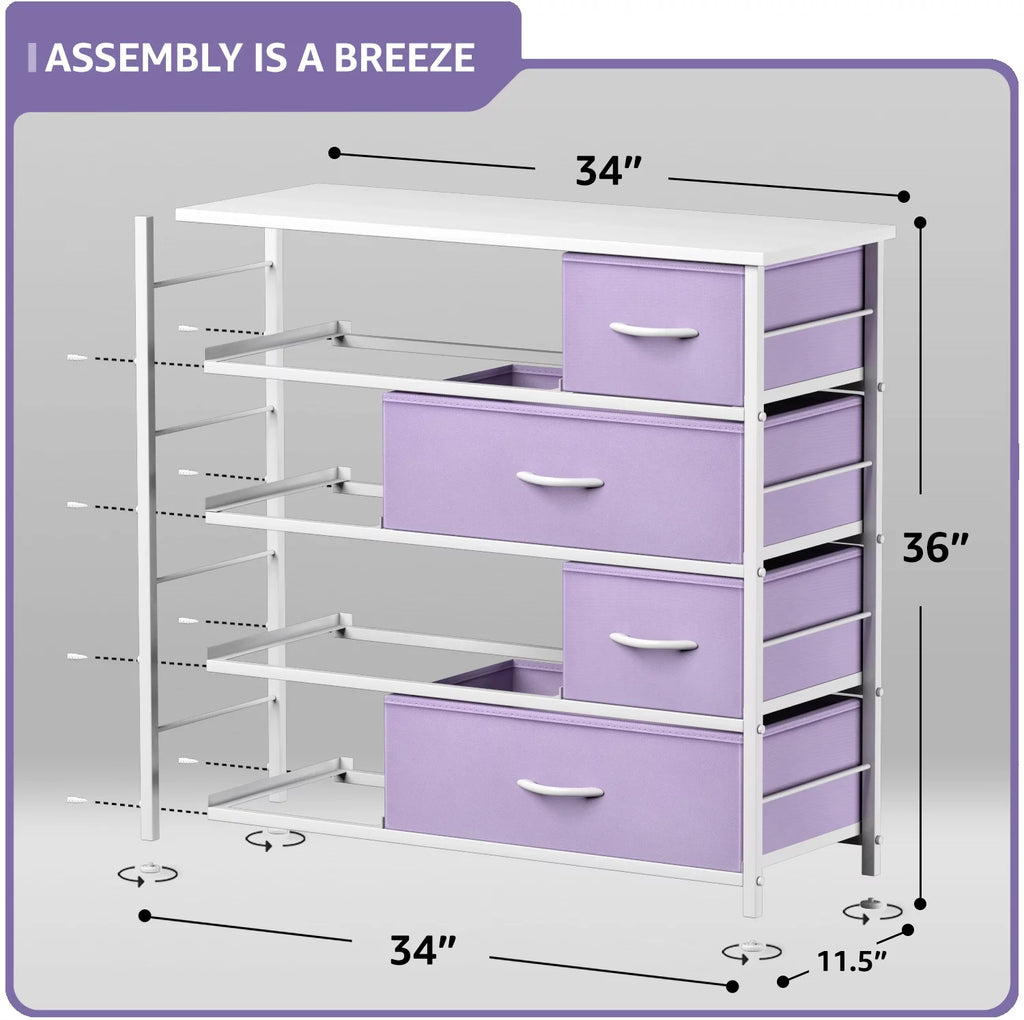 8 Drawer Fabric Dresser with Wood Top Q38323
