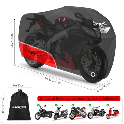 Waterproof Motorcycle Cover with Lock-Holes, Storage Bag & Night Reflective Design C368