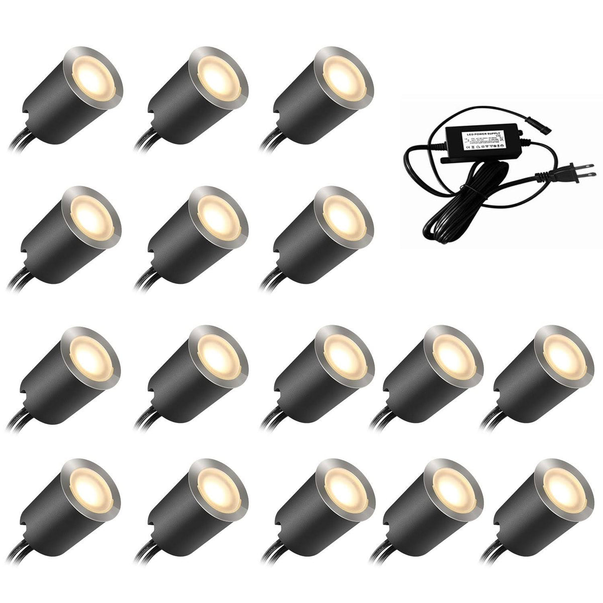 10-pcs 12V IP67 Waterproof Recessed LED Deck Light Kits R370