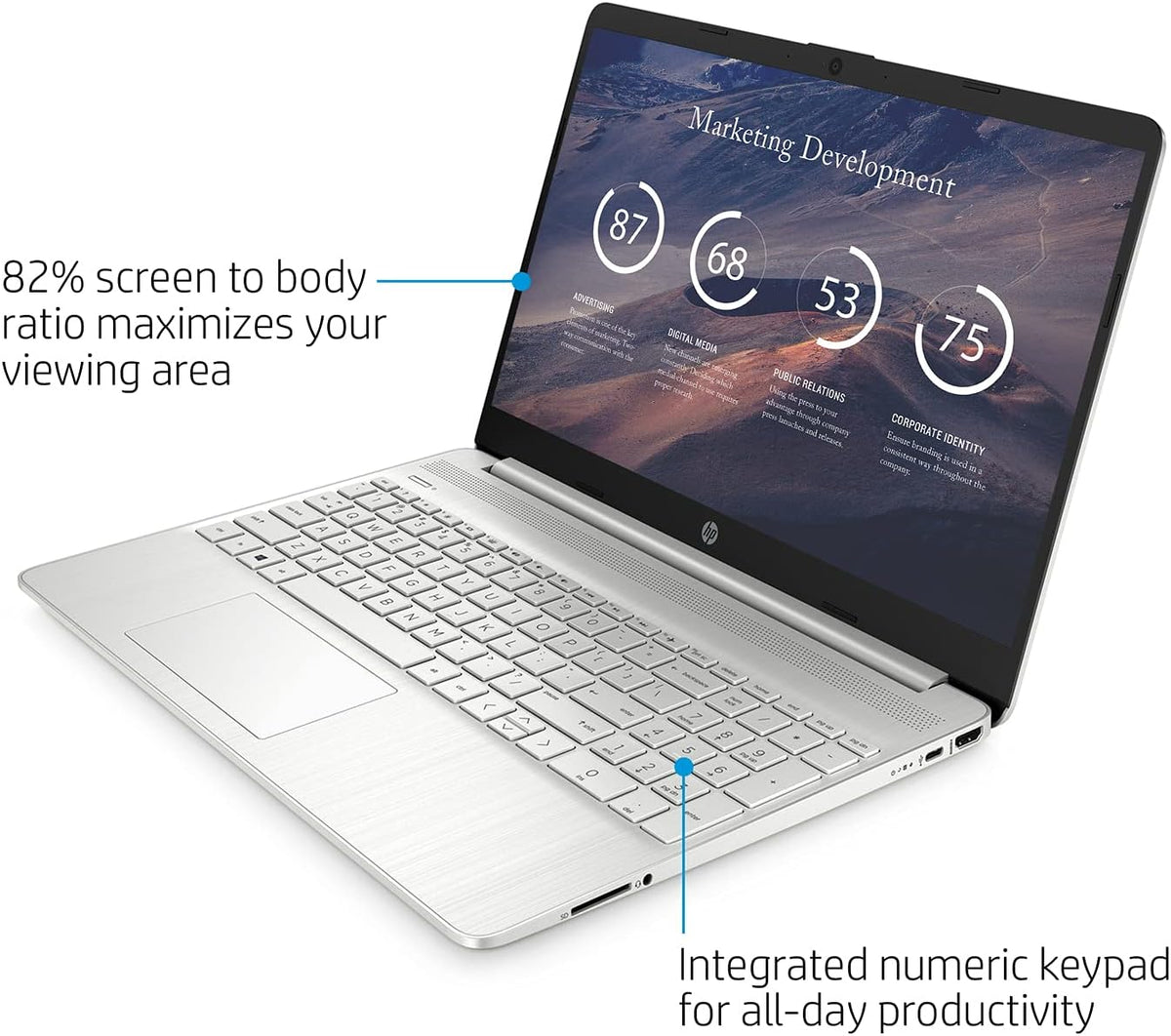 15.6'' FHD Micro-Edge Laptop, AMD Hexa-Core Ryzen 5 5500U, 8GB RAM, 256GB PCIe SSD B984077