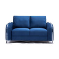 Blue Velvet Upholstery Solid Pine Wood Loveseat E93870