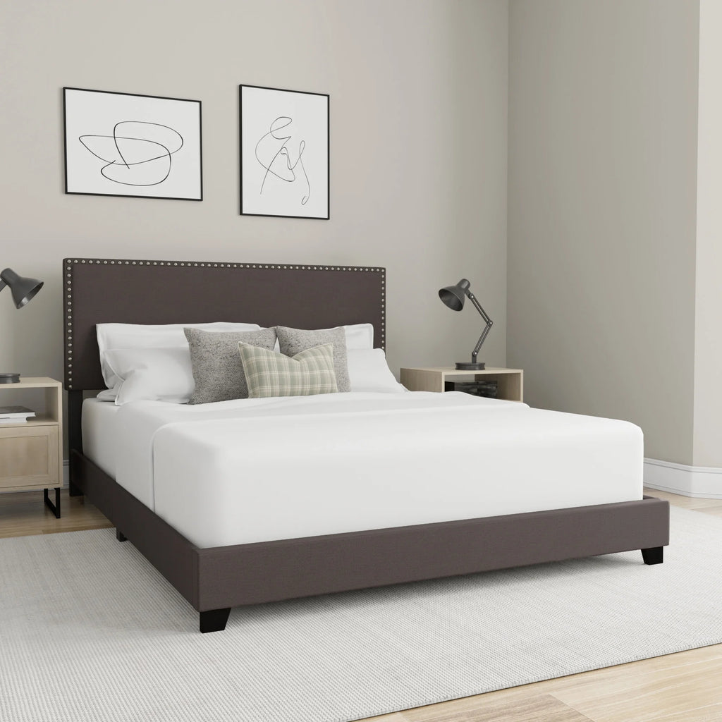 Charcoal Fabric Upholstered Queen Bed D6648