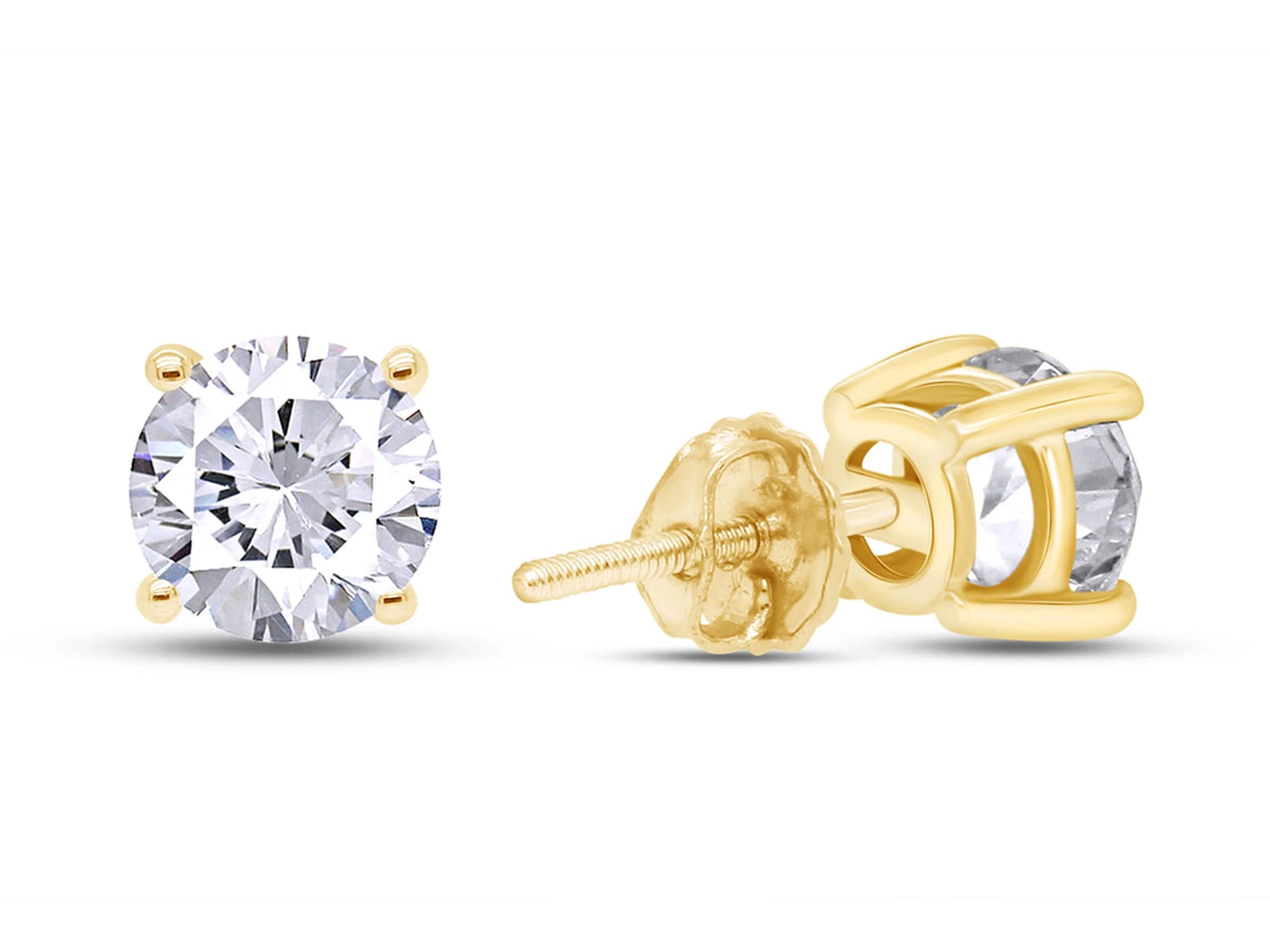 4.5MM Round Cut Lab Created Moissanite Screw Back Stud Earrings In 18K Yellow Gold Over Sterling Silver R5717