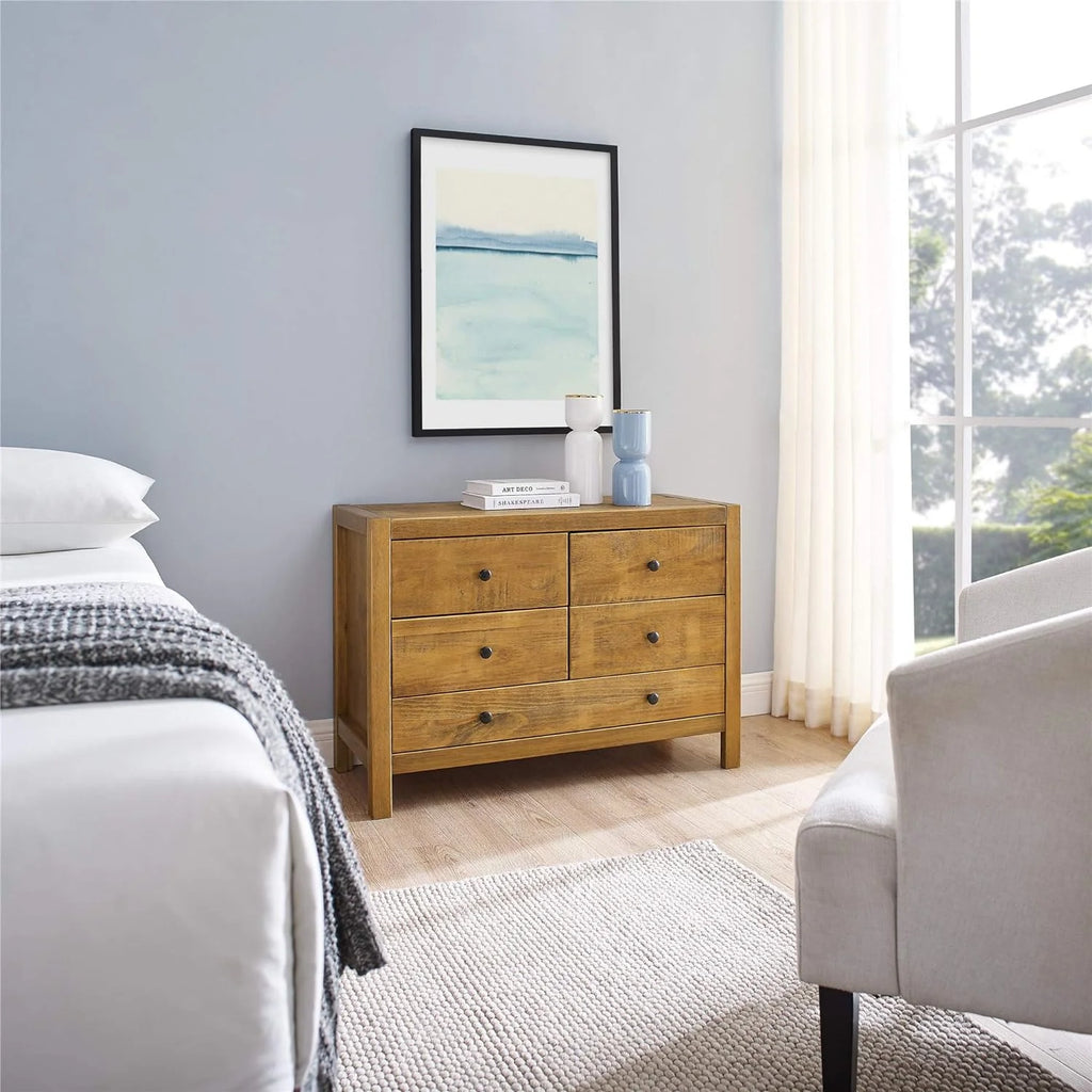 Rustic Wood 5-Drawer Dresser Y71344