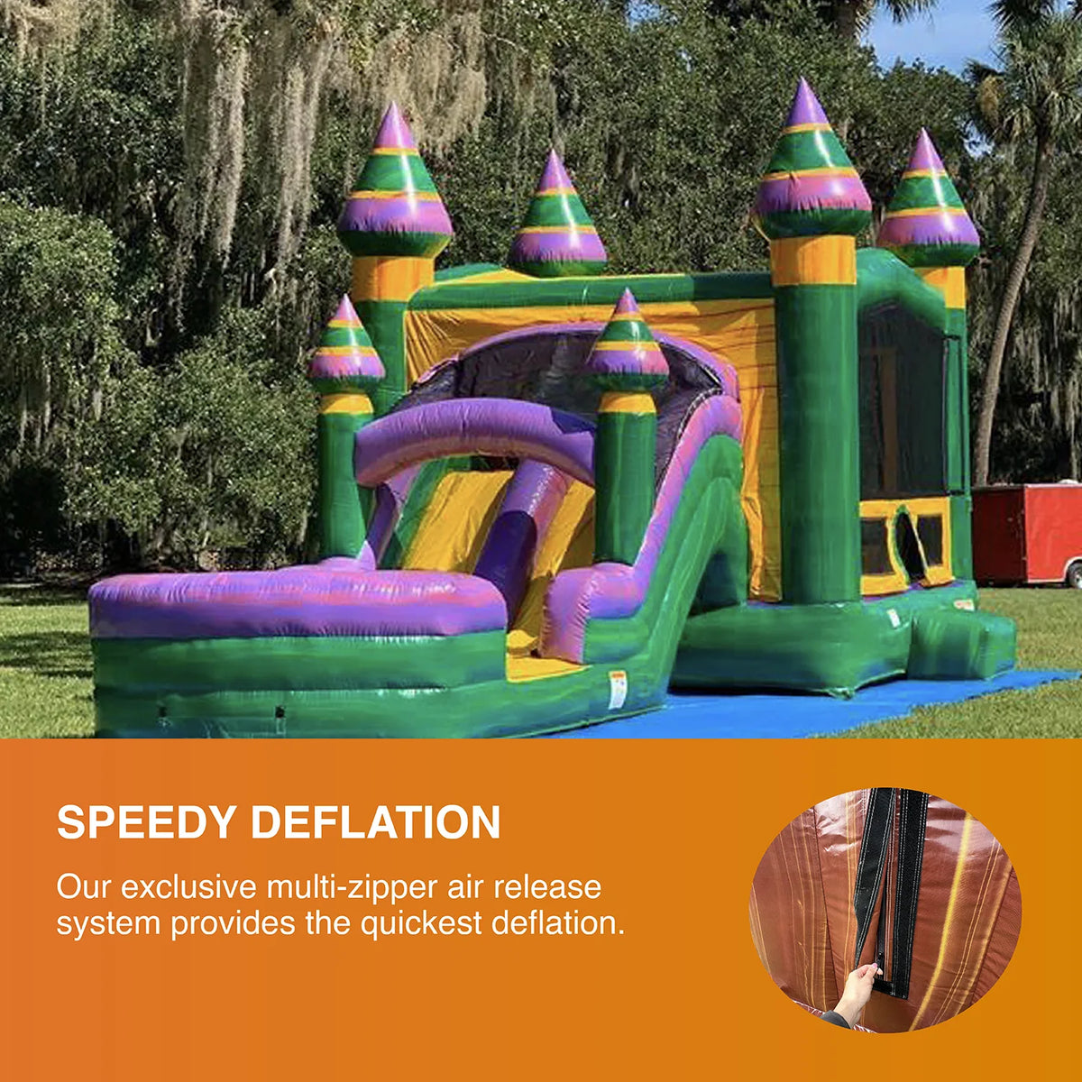 Inflatable Bounce House with Dual Water Slides and Pool with Blower F753858