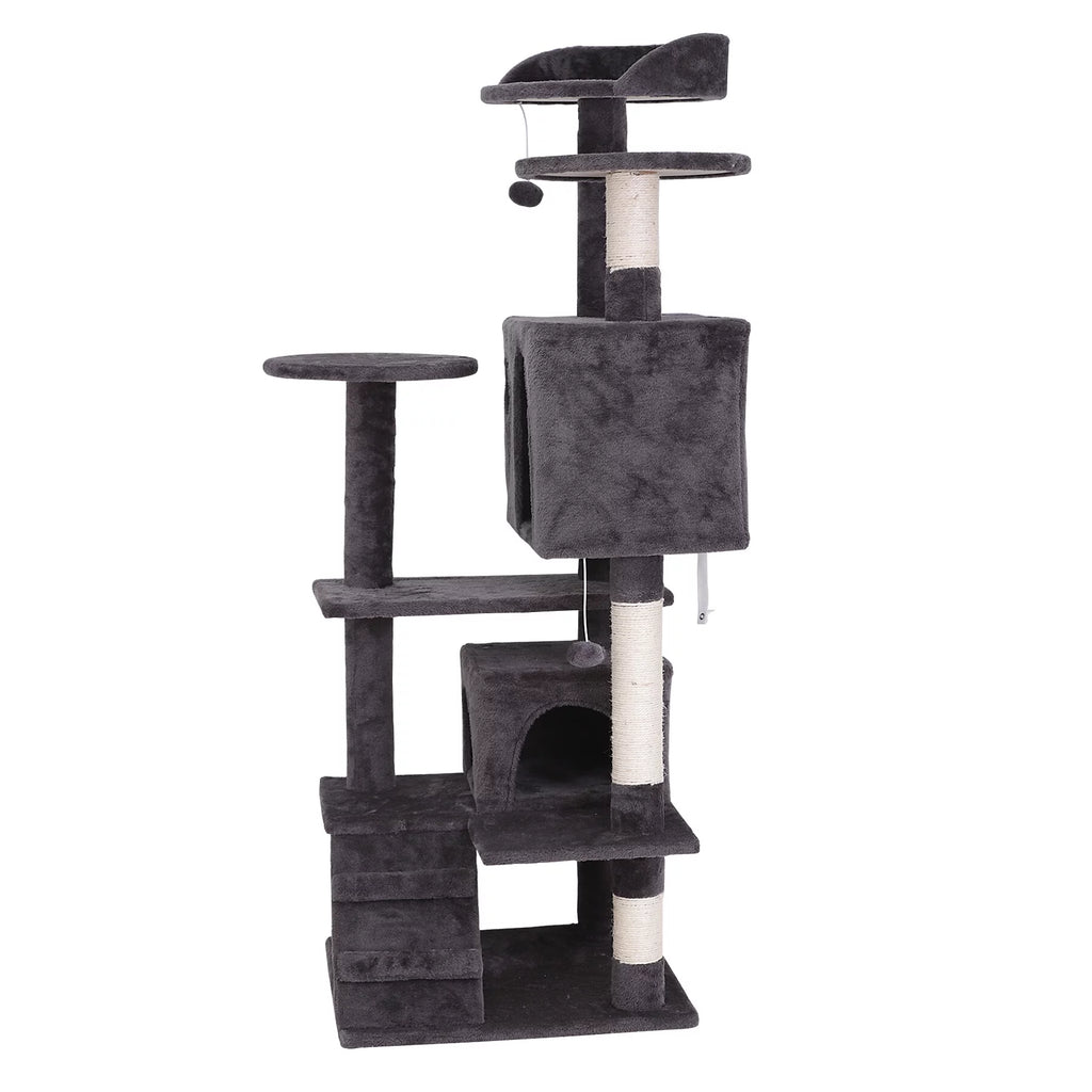 55-in Dark Gray Cat Tree & Scratching Post Tower Z462