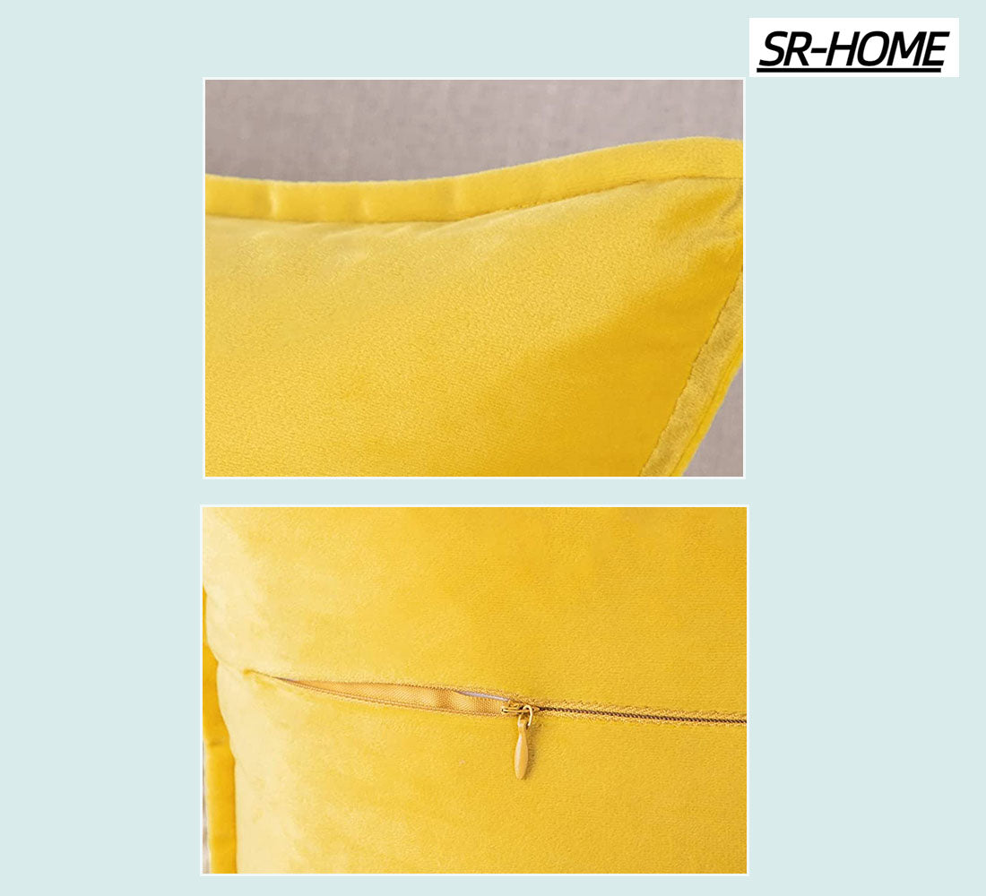 Set of 2 Velvet Decorative Throw Pillow Covers Square with Fringe Cushion Case Q5782